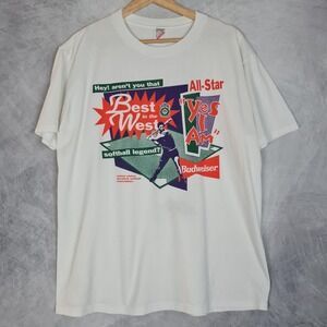 Vintage Budweiser Best In The West Shirt Mens Large White Softball Jerzees USA